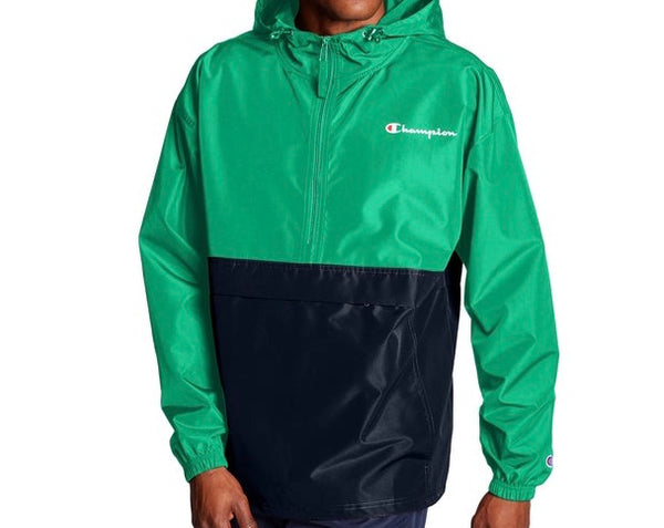 CHAMPION COLORBLOCKED PACKABLE  GREEN JACKET
