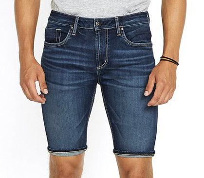 BUFFALO WHISKERED AND SANDED ROLL UP DENIM SHORTS